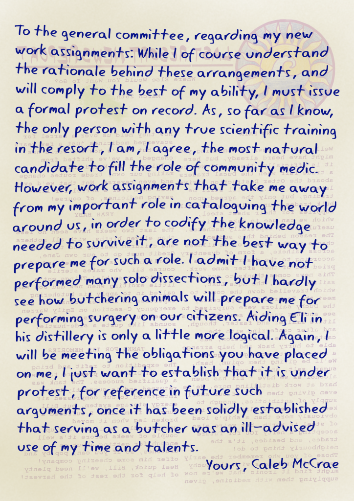 A handwritten letter, written on the back of a copy of the Report. Click for transcript.